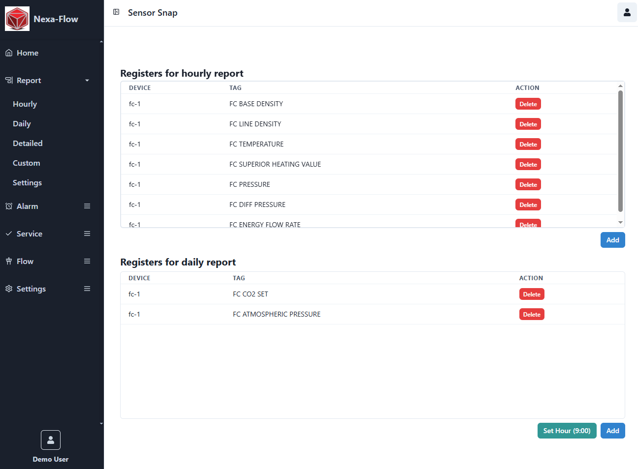 Daily Hourly Settings
